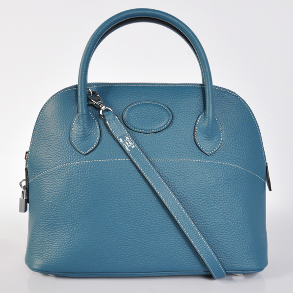 H31LSMBS Hermes Bolide Togo Leather Tote Bag in Medium Blue con